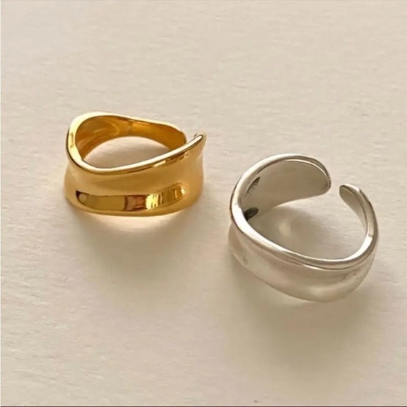 ⭐️new Gold over 925 Sterling Silver Wave Ring - Picture 2 of 7